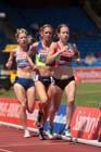 Steph Twell leads the 5000 metres at the Sainsbury's British Championships, Birmingham.